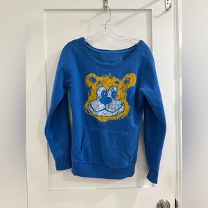 Adidas College Vault UCLA yellow + blue off the shoulder sweatshirt